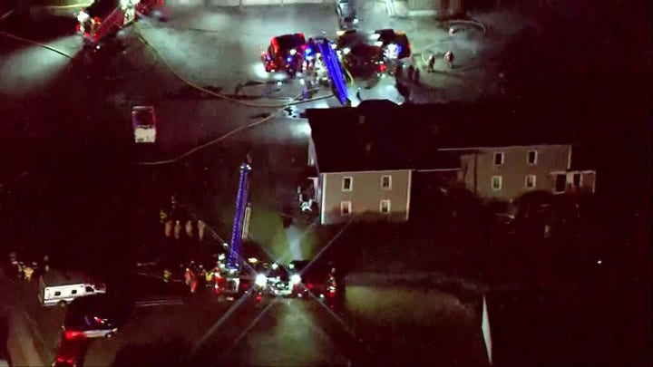 Aerial footage captures aftermath of plane crash into New Hampshire building