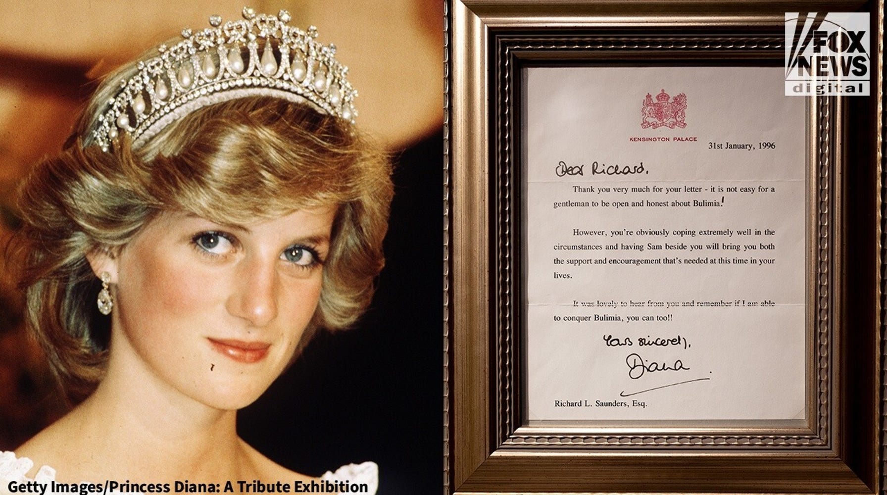 Princess Diana's Heartfelt Letter to Man Struggling with Bulimia on Display at Las Vegas Exhibit