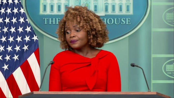 Karine Jean-Pierre at a press briefing