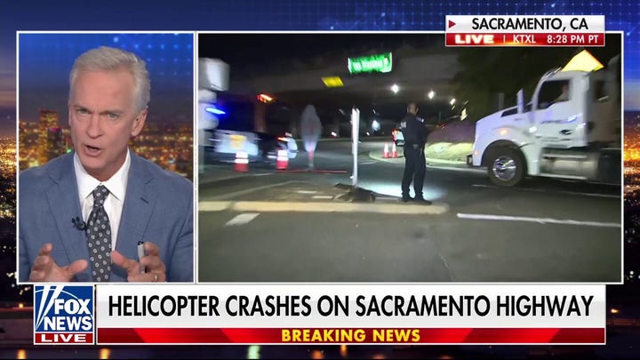 Helicopter crashes on Sacramento highway 