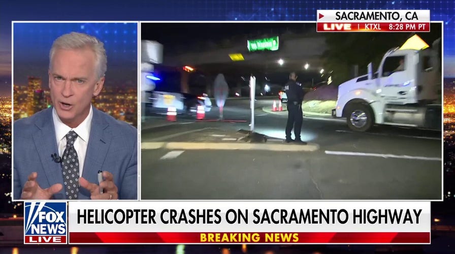 Helicopter crashes on Sacramento highway 