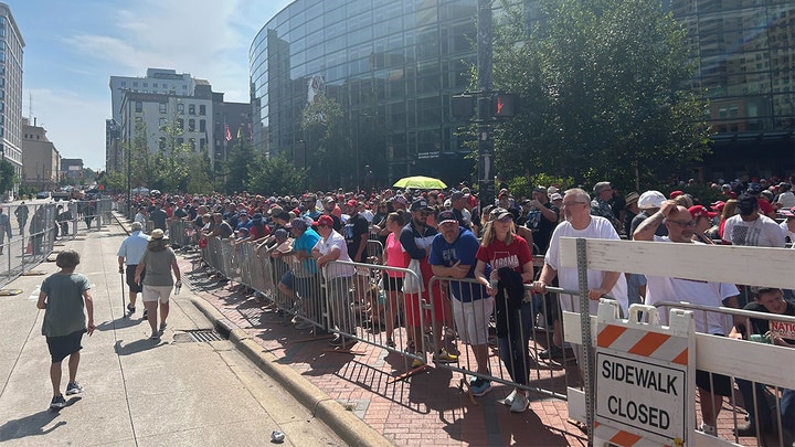 Thousands descend on Michigan town for first Trump rally since his failed assassination attempt