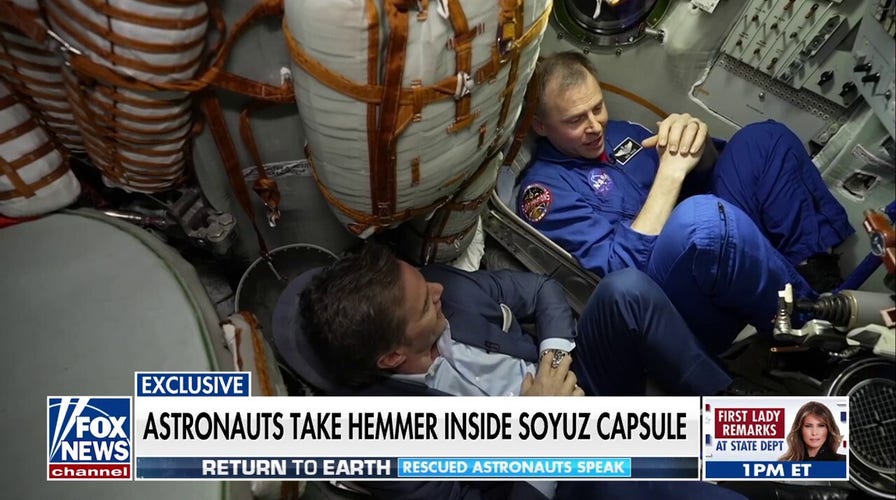 Rescued astronauts give Bill Hemmer tour of Soyuz capsule