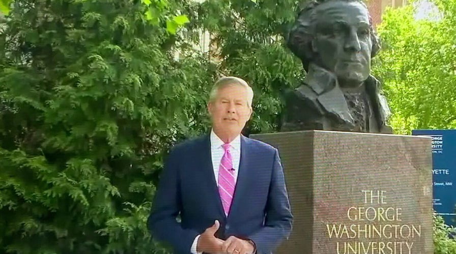 Bust of George Washington toppled at George Washington University in Washington, DC