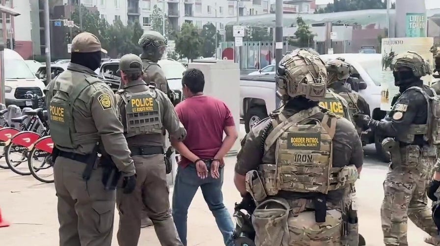 US Border Patrol agents make arrest outside Gavin Newsom anti-Trump rally