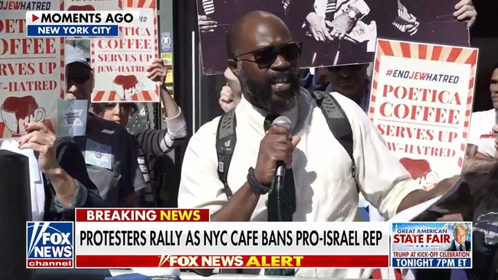 Protesters rally in Brooklyn after coffee shop bans pro-Israel Democrat