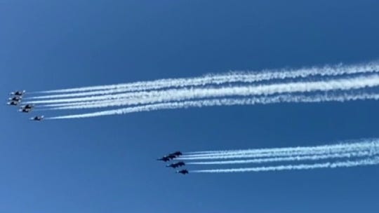Blue Angels, Geico Skytypers salute COVID-19 first responders