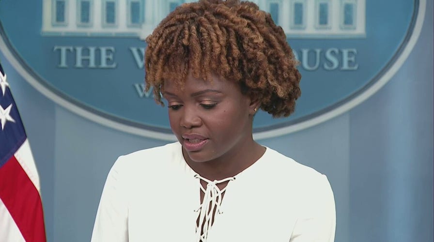 White House press secretary Karine Jean-Pierre reacts to the Queen's death