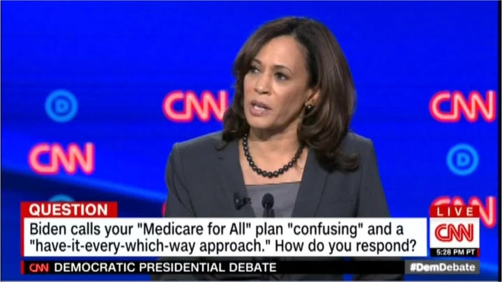 Sen. Kamala Harris and former VP Joe Biden clash over healthcare