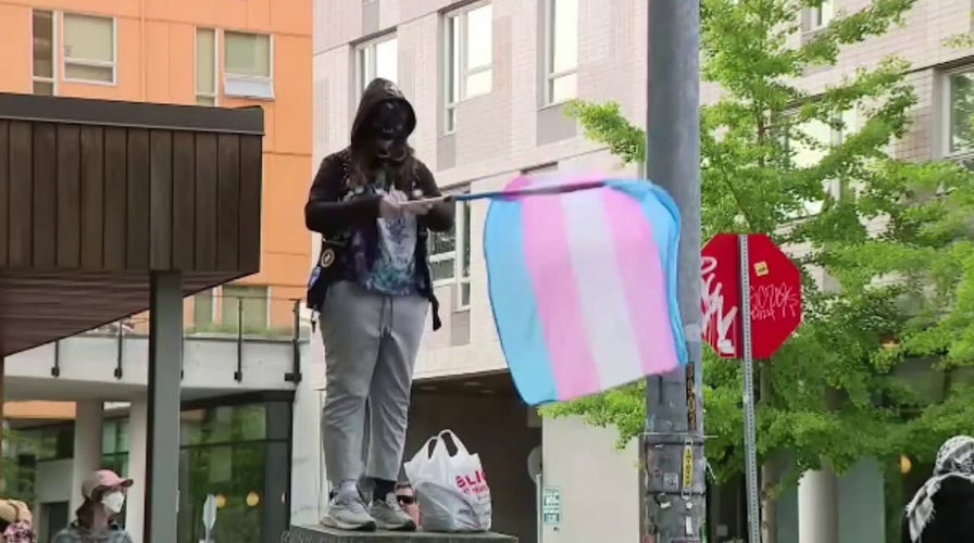 Protesters at University of Washington Turning Point USA event