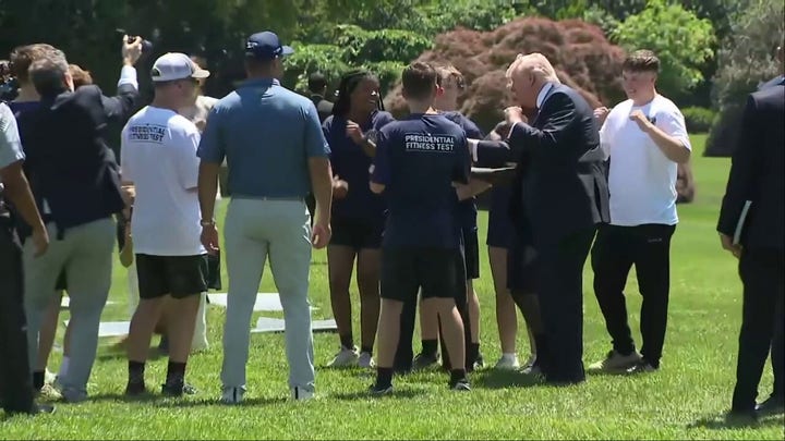 Trump breaks into signature dance move with students on South Lawn