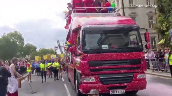 Just Stop Oil protesters block London Pride parade