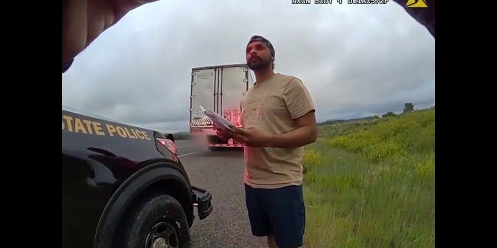 Bodycam video shows illegal immigrant truck driver Harjinder Singh traffic stop with New Mexico trooper
