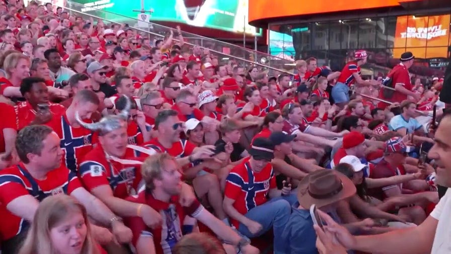 Norway World Cup fans flock to Times Square in New York City