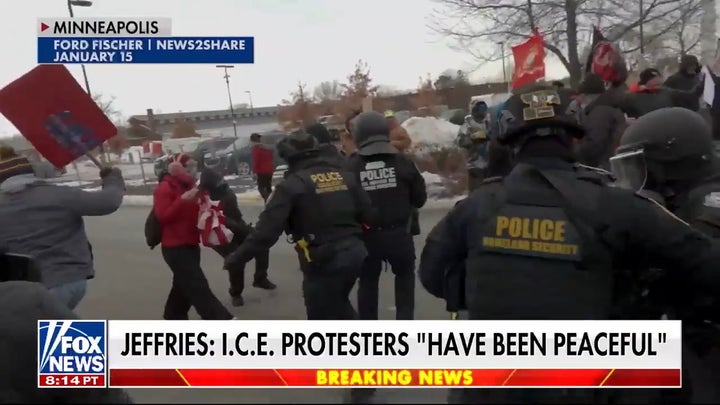 Jeffries ripped for claiming ICE protests are 'peaceful': 'Out of touch'