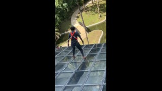 Hotel employee bravely retrieves guest's cell phone from glass roof  - Fox News