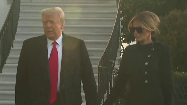 President Trump, first lady Melania Trump depart White House for last time