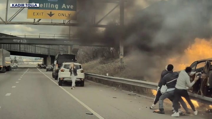 Good Samaritans save trapped driver after fiery crash on I-94 in Minnesota