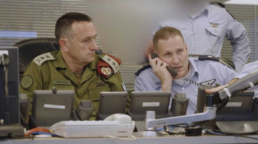 Israeli military leaders watching IDF strike Iranian targets from command center