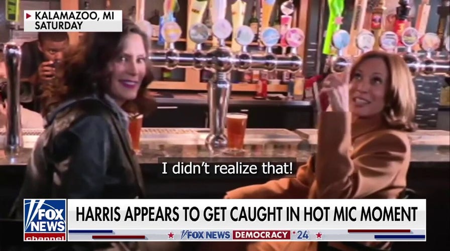 Kamala Harris caught on hot mic appearing to admit a male voter problem