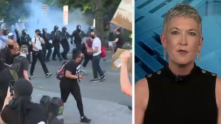 Jennifer Griffin reacts to law enforcement clearing demonstrators near the White House