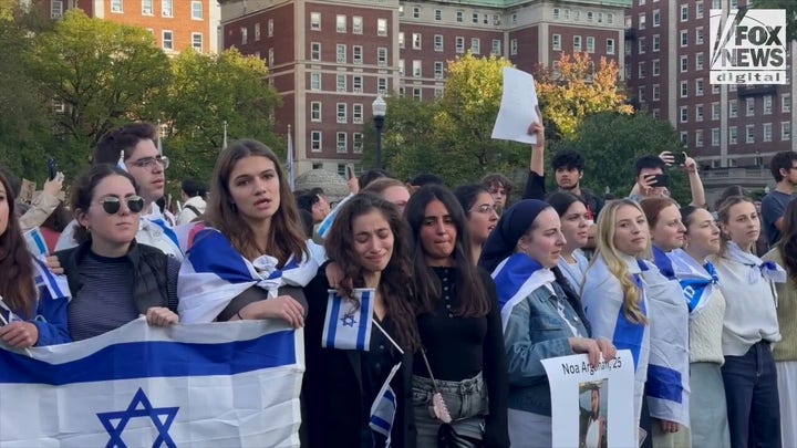 Columbia students attend a pro-Israeli demonstration. 