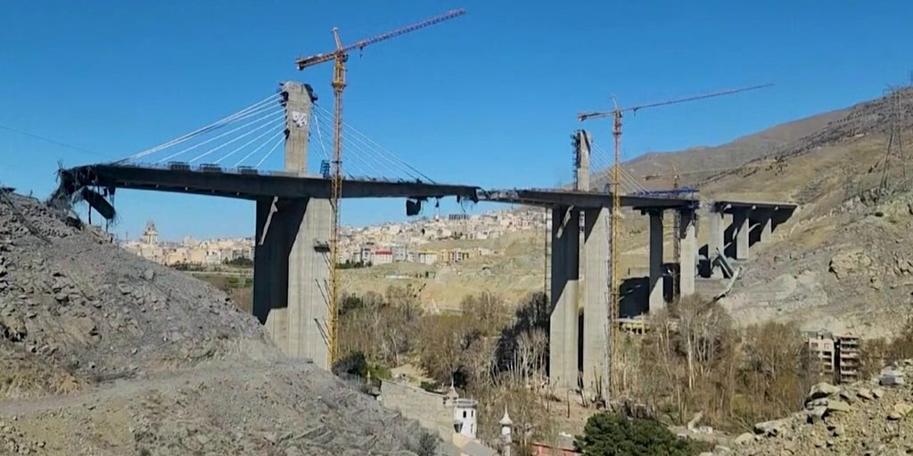 Footage showing aftermath of strike on Iranian bridge