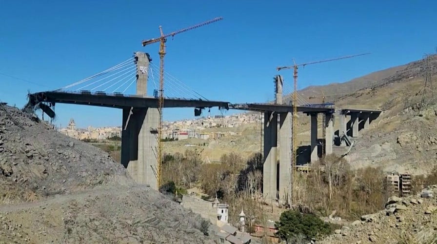 Footage showing aftermath of strike on Iranian bridge