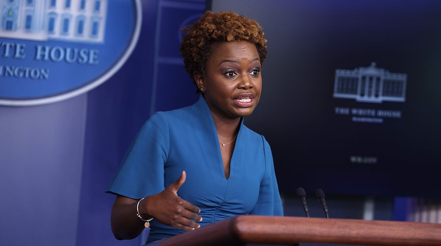 White House deputy press secretary Karine Jean-Pierre holds a briefing