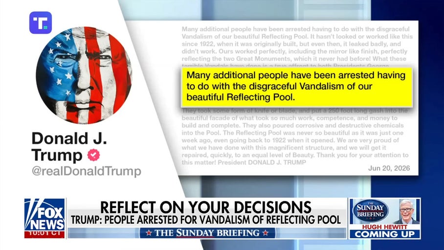 Trump blames vandals for Lincoln Memorial pool repairs