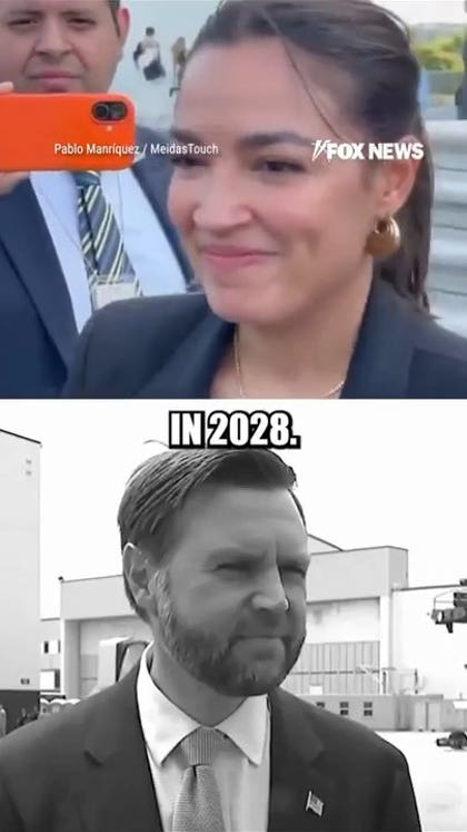 Vance reacts to AOC's CRYPTIC 2028 comment