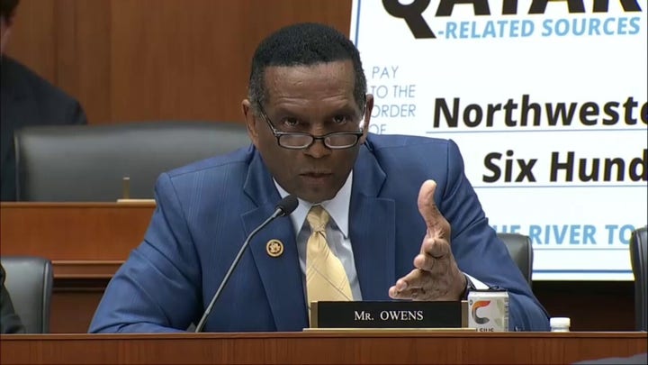 Rep. Owens spars with Northwestern president over donations from Qatar.