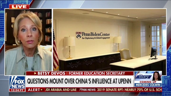 Betsy DeVos lambasts Biden and admin on Penn Biden Center ties to China: 'Very, very concerning' and 'appalling'