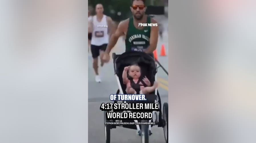 Dad BREAKS world record with 4:14 baby stroller mile