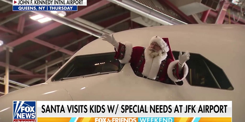 Santa arrives in jumbo jet to visit special needs children at JFK airport
