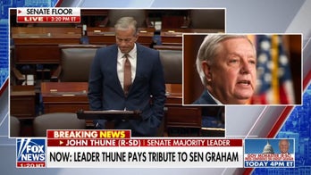 John Thune holds back tears while saying Lindsey Graham had just ‘changed his address’