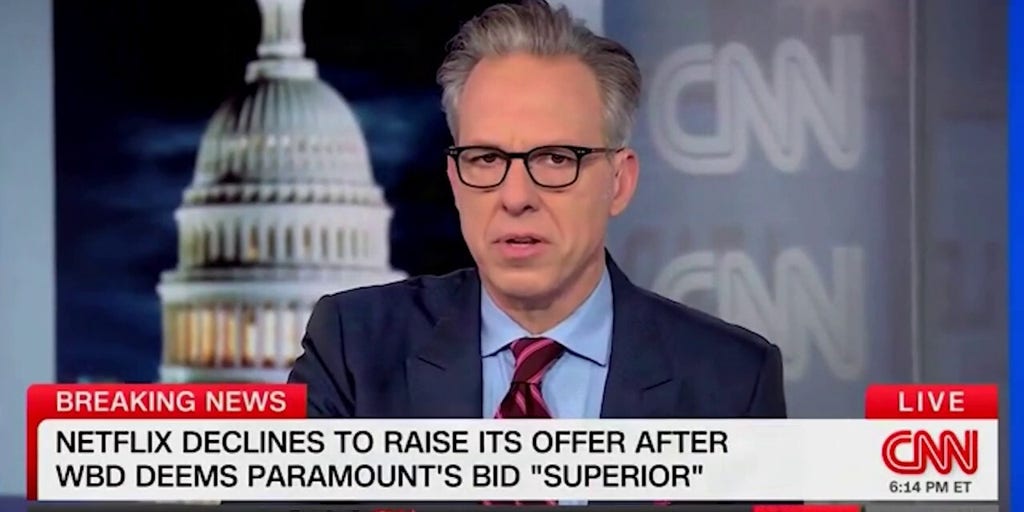 Jake Tapper ruefully breaks news that CNN could fall under Paramount umbrella