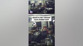 Driver PLOWS THROUGH Texas barber shop