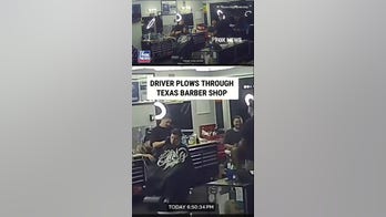 Driver PLOWS THROUGH Texas barber shop