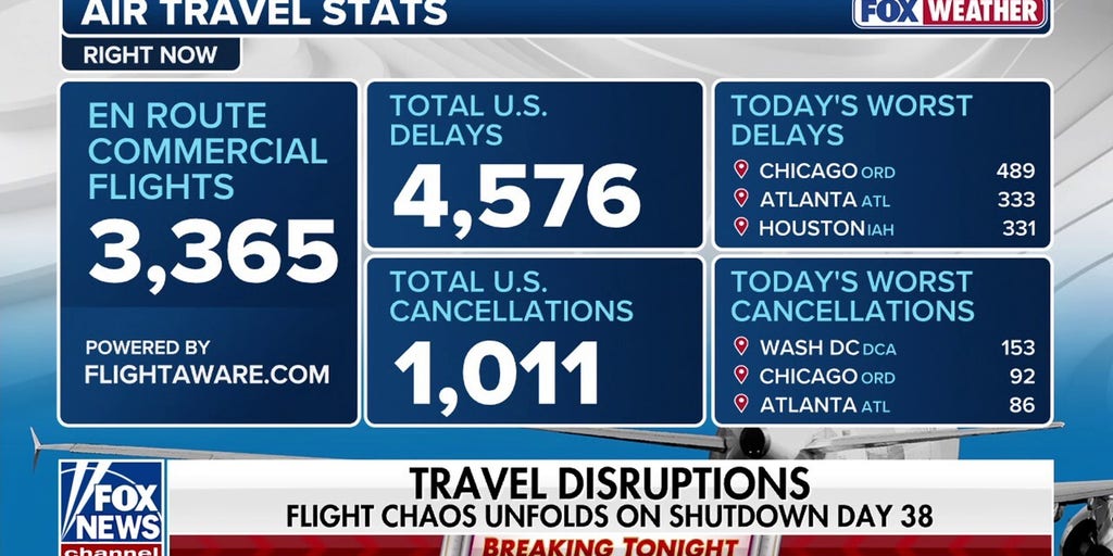 Travelers face flight delays as government shutdown reaches day 38