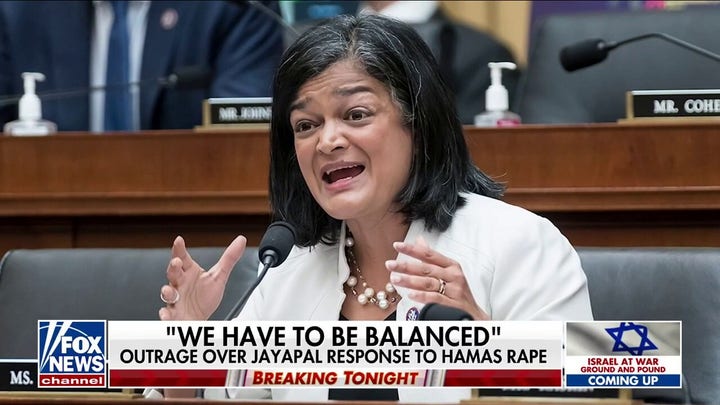 Outrage ensues over Rep. Jayapal's response to Hamas' sexual abuse