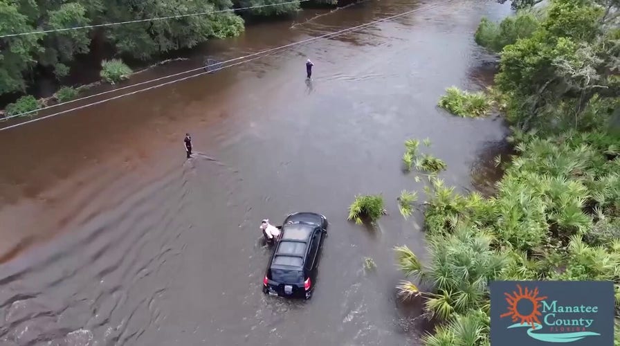 Hurricane Debby aftermath: Drone video captures Florida woman's rescue