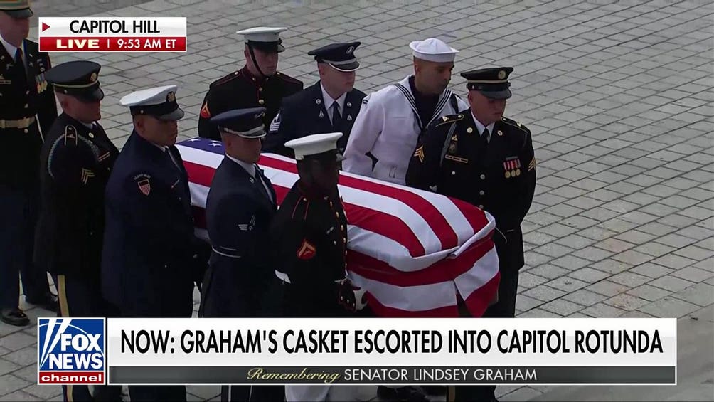 Lindsey Graham's casket escorted into Capitol Rotunda by military honor guard