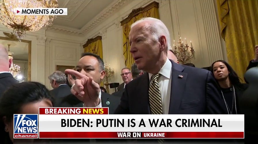 President Biden calls Putin 'war criminal'