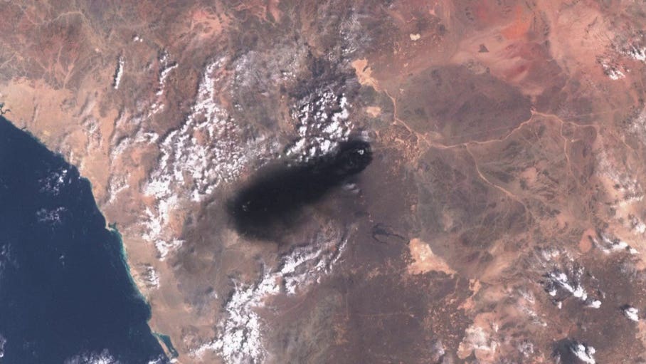 Smoke rises from the East-West Pipeline in Saudi-Arabia amid Houthi escalation