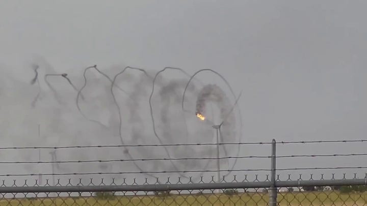Texas wind turbine catches on fire after being hit by lightning