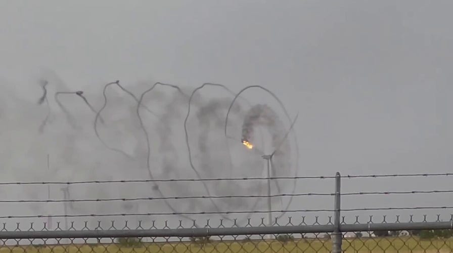 Texas wind turbine catches on fire after being hit by lightning
