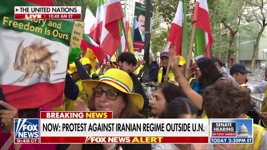 Iranian opposition protesters rally for regime change outside UN