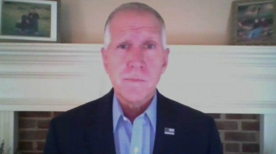 Sen. Thom Tillis reacts after being diagnosed with COVID-19