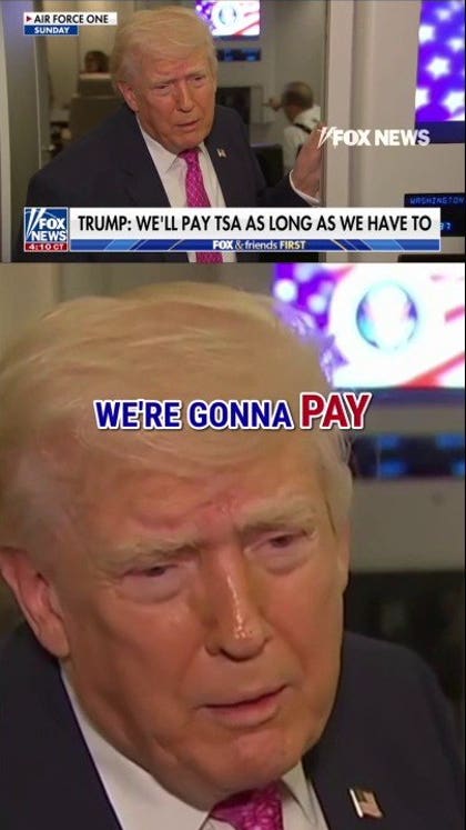 Trump VOWS to pay TSA agents ‘for as long as we have to’